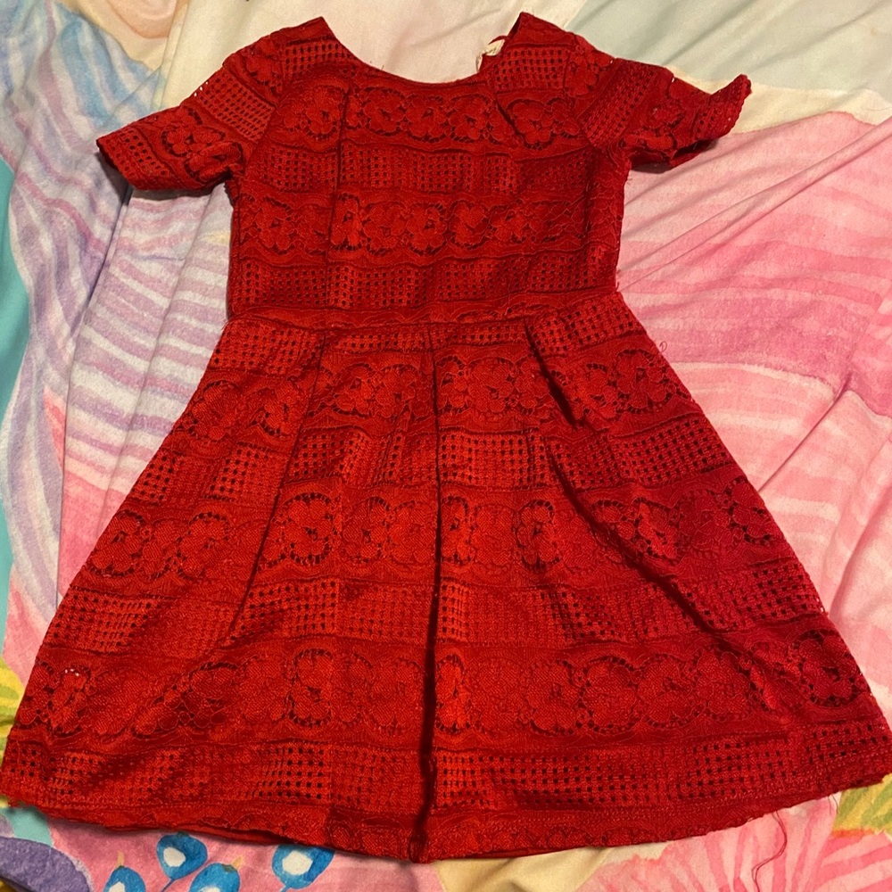 Red children’s lace dress